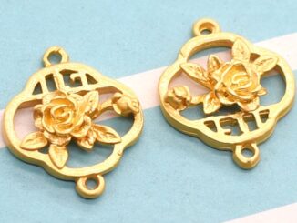 เครื่องประดับ สร้อยคอ ต่างหู จี้ดอกบัว เนื้อแมตต์ สีทอง สไตล์โบราณ