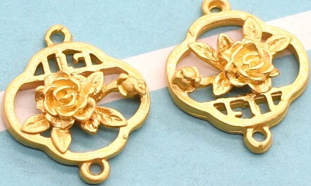 เครื่องประดับ สร้อยคอ ต่างหู จี้ดอกบัว เนื้อแมตต์ สีทอง สไตล์โบราณ