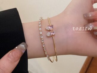 DREJEW สร้อยข้อมือเพทาย สองชั้น ประดับโบว์ หรูหรา เครื่องประดับ สําหรับผู้หญิง