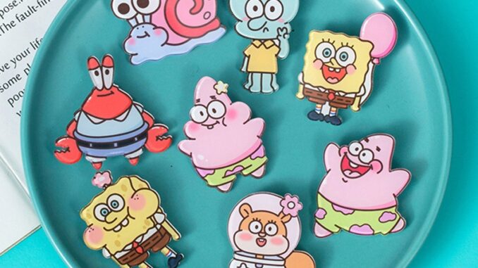 COD❤️1บาทเข็มกลัดอะคริลิคลายการ์ตูนสพันจ์บ็อบน่ารักเกาหลีความคิดสร้างสรรค์อุปกรณ์เสื้อผ้าสําหรับกระเป๋านักเรียน-a.one
