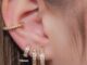 เครื่องประดับ ต่างหูห่วง ประดับเพทาย สีทอง สไตล์มินิมอล สําหรับผู้หญิง KBE243
