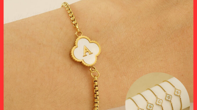 สร้อยข้อมือแฟชั่นจี้อักษรA-Z สีทอง เครื่องประดับ สายปรับได้ ไม่ลอก ไม่ดำ ใส่อาบน้ำได้