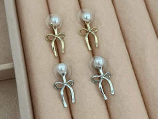 Ribbon earrings ต่างหูมุกจี้โบว์