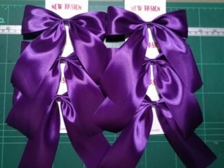 โบว์นักเรียนมัธยมปลาย สีม่วง ขนาดริบบิ้น2" จำนวน 6 ตัว