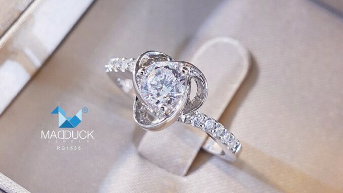 Madduckjewels แหวนเงินแท้ เพชร CZ ชุบโรเดียม RG1535