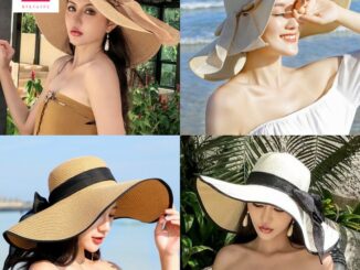 BikiniFC  SB149 หมวกชายหาด ปีกกว้าง กันแดด ผูกโบว์ มีสายรัด พับเก็บได้