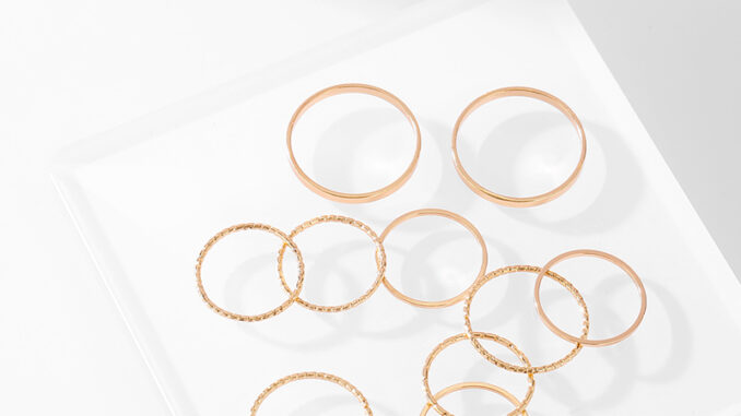 17KM Vintage Gold Sliver Ring Set Simple Fashion Finger Rings Women Wedding Jewelry Accessories Gift