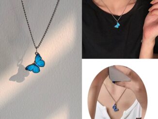 New Blue Butterfly Pendant Necklace  (A12-02-2) +(A12-02-03）