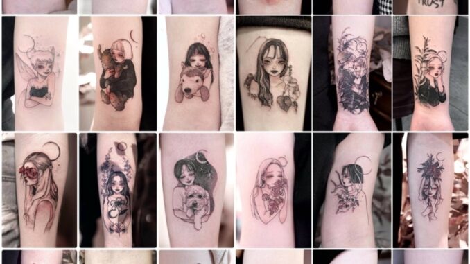 รอยสักผู้หญิง แทททูรอยสัก Tattoo sticker เป็นแบบชั่วคราว 2-7 วัน ติดแล้วสีขึ้นเลย สามารถลบออกได้