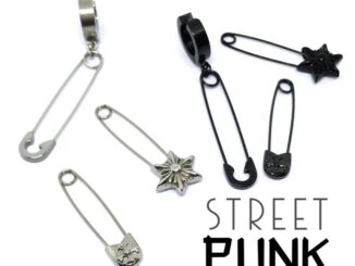 street punk style ต่างหูเข็มกลัด สแตนเลสแท้