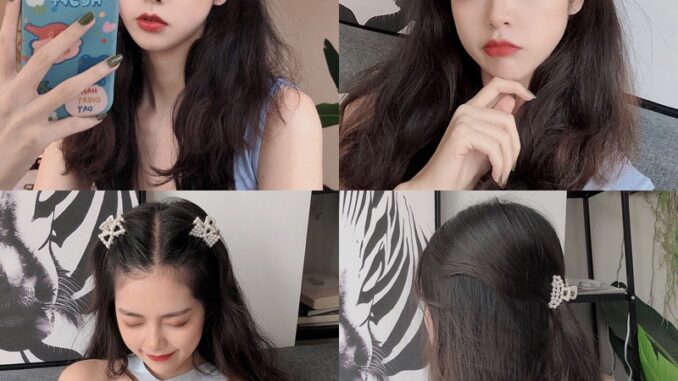 กิ๊บติดผม ประดับโบว์ และไข่มุก อเนกประสงค์ แบบเรียบง่าย สไตล์เกาหลีเรโทร สําหรับผู้หญิง