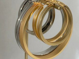 (18k gold plated) ต่างหูห่วงใหญ่ตัดเหลี่ยมงานสแตนเลส Square cut thick chunky hoop earrings