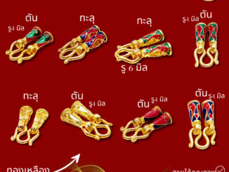 หัวจรวดอะไหล่สร้อยหุ้มทองคำแท้ สำหรับร้อยเชือกร่ม แพ็ค 1 คู่ มีเลือกให้เลือก by สุปราณีเอสอาร์โกลด์  (SR18)