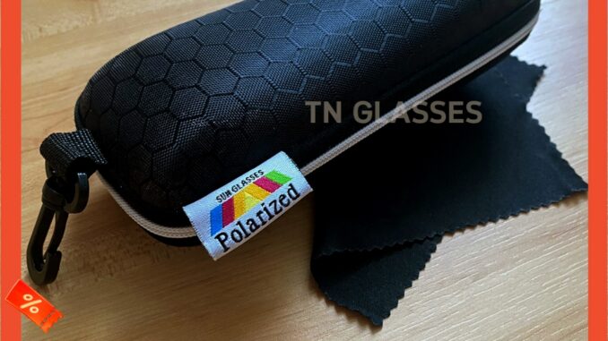 กล่องแว่นตากันแดด แบบพกพาสีดำ มีซิป มีตะขอเกี่ยว Glasses Box