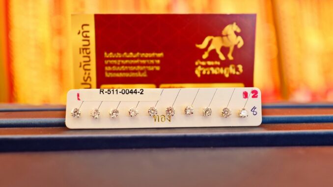 ต่างหูทองคำแท้ 90% V.2 พลอยหมุด - เบอร์ 2 ✅ ขายได้ มีใบรับประกัน ในราคาเดียว ฿1290 ถูกที่สุด ส่งฟรี ร้านทองขายเอง