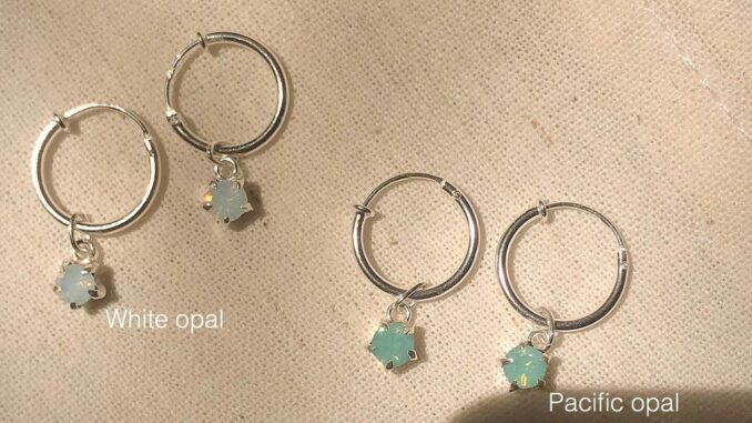 SissyJewelry // ต่างหูเงินแท้ ต่างหูห่วง ประดับ พลอยกลม 4mm