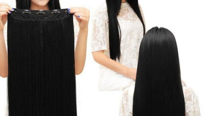 แฮร์พีช hairpiece เเฮร์พีชตรง ยาว45-60cm สระได้หนีบได้ ทนความร้อน180องศา สินค้า150-180กรัม