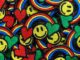 [ ตัวรีดติดเสื้อ ลาย หน้ายิ้ม สีรุ้ง การ์ตูน size s ] Rainbow Smiley Face Patch งานปัก WOP DIY ตัวรีด อาร์มติดเสื้อ หมวก