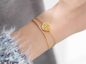 สร้อยข้อมือ ทำจากเหล็กไทเทเนียม แบบสองชั้น สไตล์เกาหลี แฟชั่นสำหรับผู้หญิง