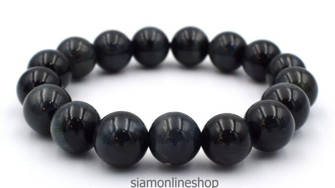 BLACK OPAL หินแบล็คโอปอล ขนาด 10 มม. สร้อยข้อมือหินแท้ by siamonlineshop