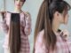 4 Colors Fiber Synthetic Long Straight Fake Hair Ponytail Wig/ Black Brown Extended Wig With Hairpins