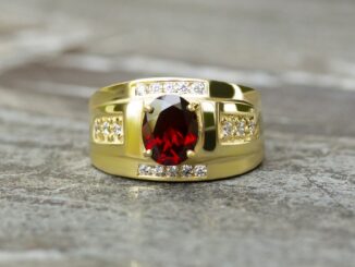 แหวนพลอยโกเมนจันทบุรี (Garnet) เรือนเงินแท้92.5%ชุบทองคำ 24K สไตส์โบราณ พลอยสีแดงอมน้ำตาล เนื้อใส ไซส์นิ้ว 60 เบอร์ 9 US
