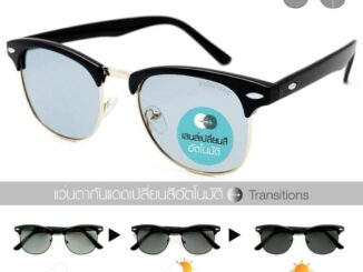 3016แว่นกรองแสง บลูฯออโต้ ออกแดดเปลี่ยนสี ทรงกลม ค่าสายตาปกติ