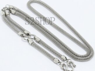 s2shop สร้อยคอสแตนเลสแท้ สร้อยคอพระ ลายถักโปร่งเบา ห้อยพระได้ 5 องค์ ความกว้าง 4 มม.No.5538