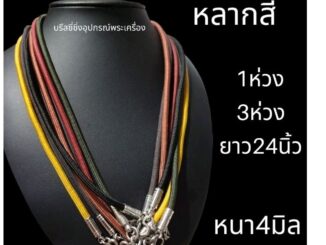 สร้อยคอเชือกร่มห้อยพระ หลากสี หนา4มิล (H01)