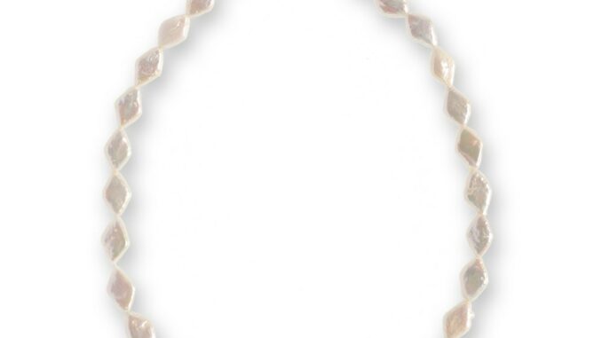 ลูกปัดมุกแท้ (Pearl) ลักษณะเม็ดทรงไดมอนด์ (Diamond) ขนาด 8x13 mm - (LZ-0296 สีขาว)
