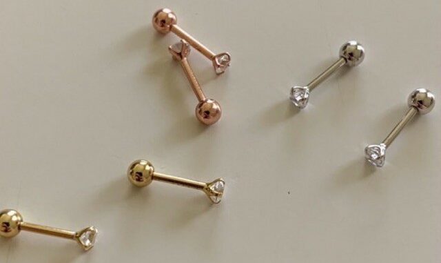 A.piece จิวเงินแท้ [all silver 925] crystal piercing