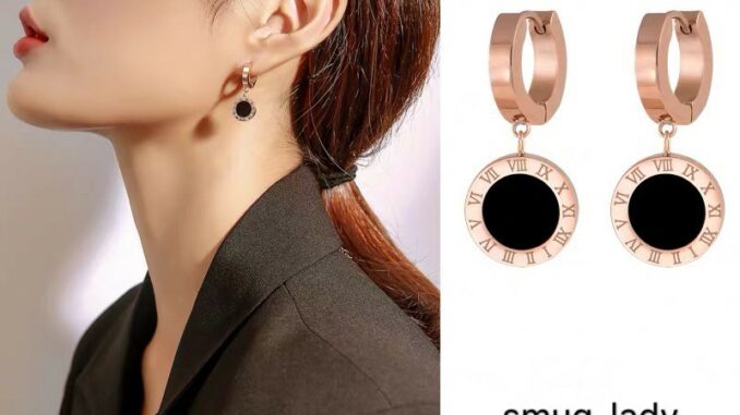 ต่างหูไทเทเนียม ทองคํา 18K จี้เลขโรมัน เข้ากับทุกการแต่งกาย สไตล์เกาหลี สำหรับสตรี
