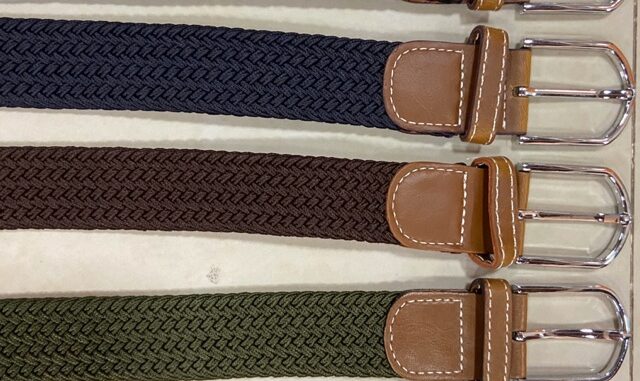 เข็มขัดผ้าถักยางยึดรุ่นยาวพิเศษ130cm+สีเรียบ