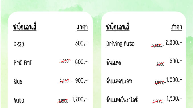 เลนส์สต็อกทั่วไป เลนส์สายตา เลนส์กันแดด เลนส์ขับรถกลางคืน เลนส์สต็อกทั่วไป เลนส์สายตา เลนส์กันแดด เลนส์ขับรถกลางคืน