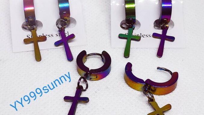 ต่างหู ไม่ต้องเจาะหู ตุ้มหู จิว ไม้กางเขน Cross Huggie Stud Earrings for Men Stainless Steel Earing Punk Male Costume Je ต่างหู ไม่ต้องเจาะหู ตุ้มหู จิว ไม้กางเขน Cross Huggie Stud Earrings for Men Stainless Steel Earing Punk Male Costume Je
