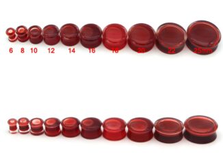 Alisouy 2 ชิ้น สีแดง ของเหลว เลือด อะคริลิก ดับเบิล บาน อานหู เกจวัด ต่างหู เจาะร่างกาย เสียบหู ยืดหู