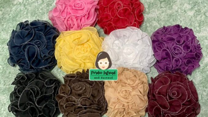 พร้อมส่งในไทย   ตัวหนีบผมตัวใหญ่ขอบเงิน | ปอมๆหนีบผมอิสลาม มี 10 สี