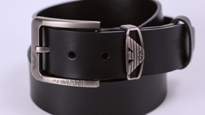 Armani เข็มขัดผู้ชายหนังแท้อามานี่ รุ่น A-1 มีสีดำ