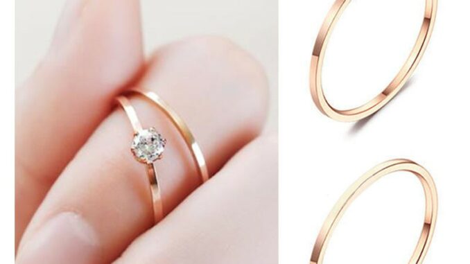 [ZOMI] แหวนหมั้นทอง 24k แหวนเหล็กไทเทเนียมใหม่ขายดีมากแหวนเพชรเม็ดเดี่ยว