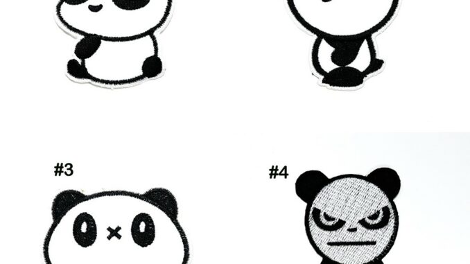 ตัวรีดติดเสื้อ ลาย หมี หมีแพนด้า การ์ตูน Panda Bear Patch งานปัก DIY WOP ตัวรีดสัตว์ ตัวรีด เสื้อ กระเป๋า เด็ก อาร์ม แนว