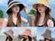 [พร้อมส่ง] หมวกแฟชั่นผู้ใหญ่  ปีกกว้างสีพื้นสำหรับผู้หญิง สไตล์ญี่ปุ่น แต่งระบายผ้าลูกไม้ ใส่กันแดด