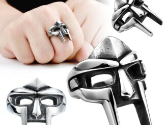 แหวนสเตนเลส สีเงิน ลายหน้ากาก MF DOOM ไซซ์ 7-14
