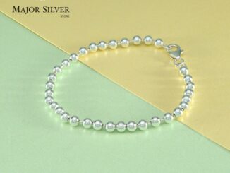สร้อยข้อมือ Ball Chain เงินแท้92.5% สร้อยไข่ปลา (4mm) เกาหลีสุดๆ ใส่ได้ในทุกโอกาส Major Silver  :  Eb-BC40