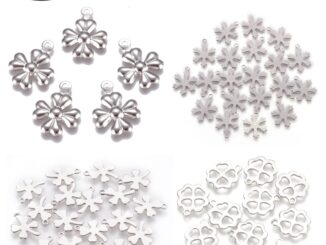 CHARMS สแตนเลสรูปใบโคลเวอร์ 304 ขนาด 13 . 5X10X0 . 6 มม . 50 ชิ้น