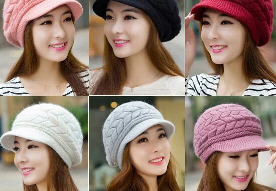 (พร้อมส่ง 6 สี)  หมวกไหมพรม หมวกกันหนาวสวยๆ  มี 6 สีจ้า