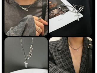 สร้อยคอสายโซ่จี้ไม้กางเขนสั้นสไตล์เกาหลี ( silver)