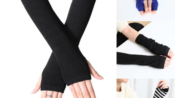 Cactu ถุงมือแขนยาว ผ้าฝ้ายถัก ลายทาง ให้ความอบอุ่น สไตล์คลาสสิก สําหรับผู้หญิง Cactu ถุงมือแขนยาว ผ้าฝ้ายถัก ลายทาง ให้ความอบอุ่น สไตล์คลาสสิก สําหรับผู้หญิง