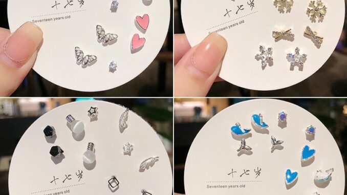 ต่างหูสตั๊ด เงิน S925 ขนาดเล็ก สำหรับผู้หญิง 7 ชิ้น/ชุด ต่างหูสตั๊ด เงิน S925 ขนาดเล็ก สำหรับผู้หญิง 7 ชิ้น/ชุด