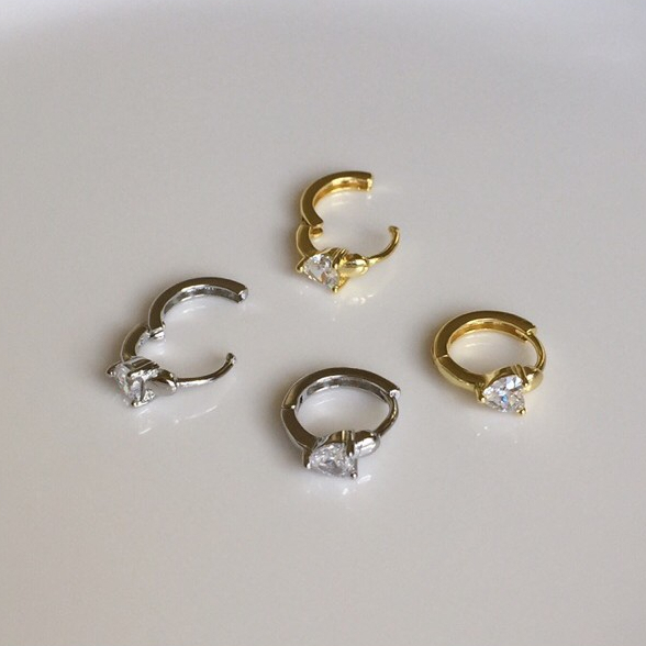 003-littlegirl gifts-ต่างหูห่วงฝังเพชรรูปหัวใจs925