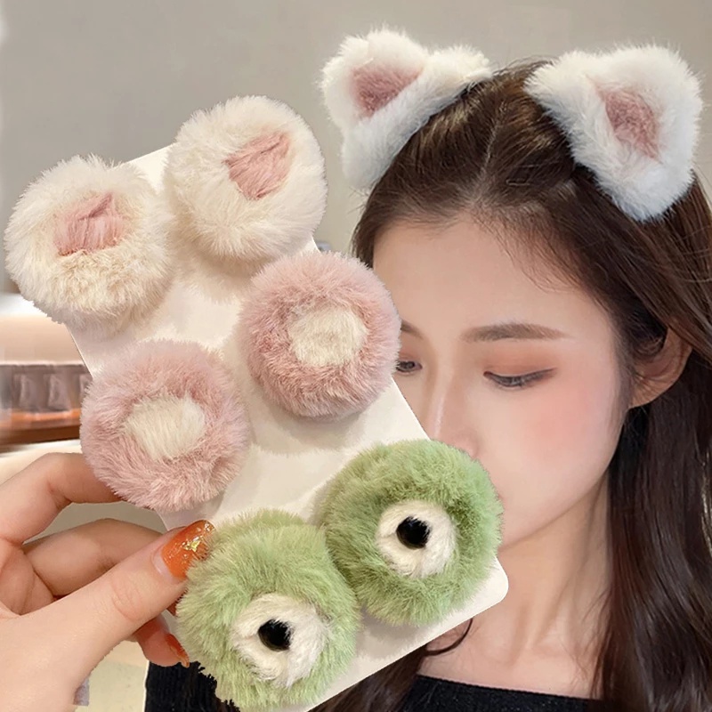 1 Pair Cute Frog Cat Ear Hair Clips /  Girls Acrylic Bunny Ear Bangs Cosplay Hair Claw